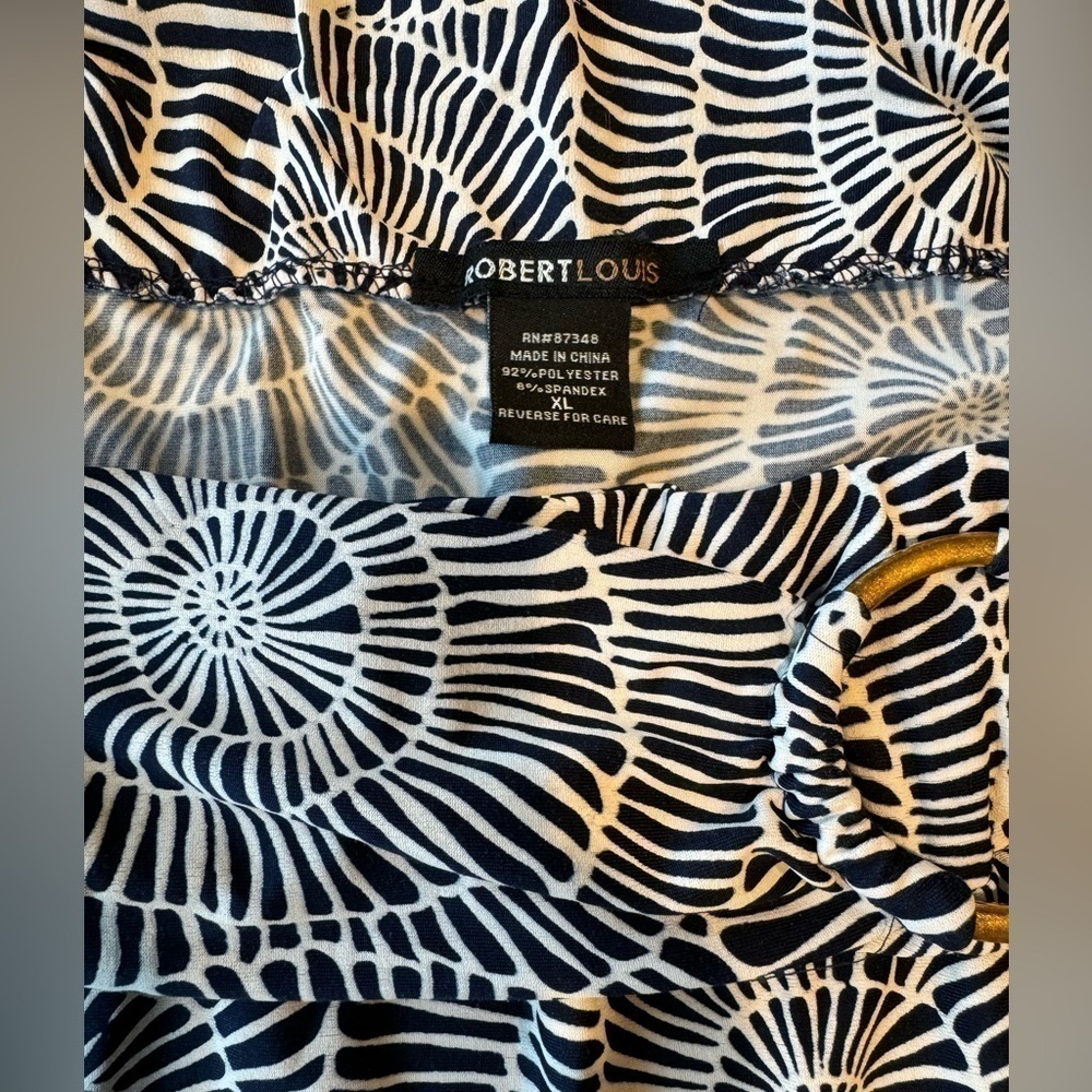 Robert Louis Maxi Skirt Navy Blue and White Womens Size XL Elastic Waist - Picture 7 of 7